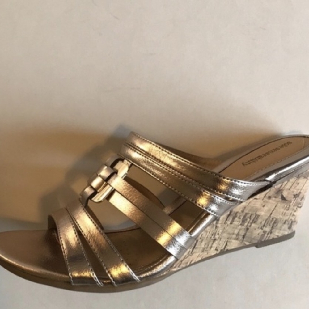 Metallic Wedge Sandals